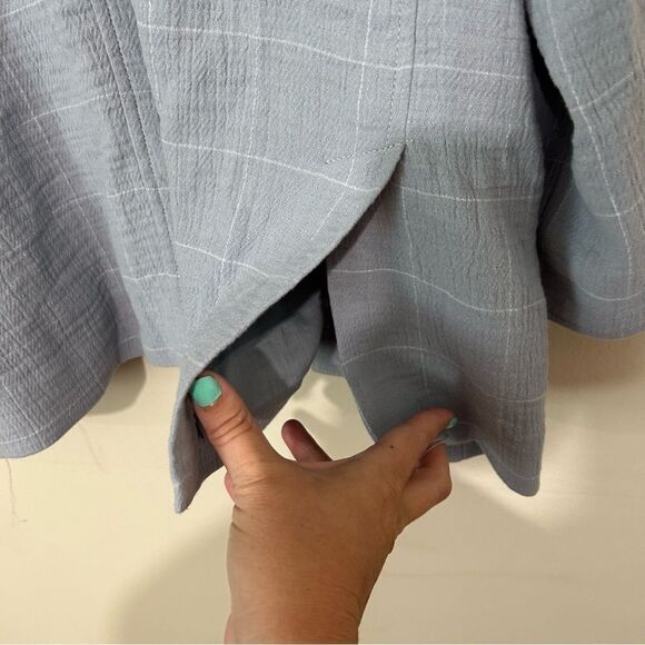 Madewell Sky Blue Window Pane Linen Cotton Blend Relaxed Larsen Blazer SIZE XL - Picture 10 of 11